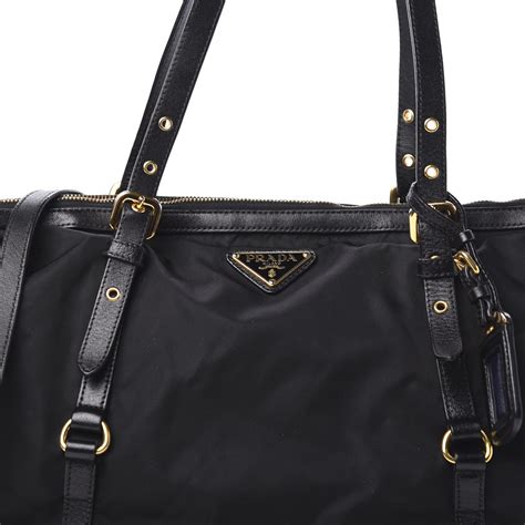 prada tessuto leather tote|Prada nylon tote.